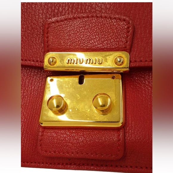 Miu Miu Red Crossbody Bag with Gold Accents - Picture 8 of 10